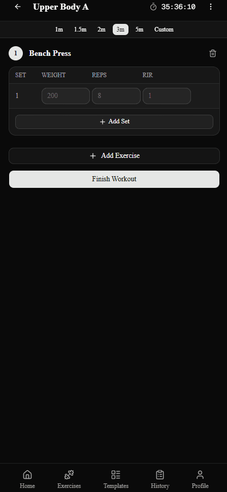 FitLog screenshot
